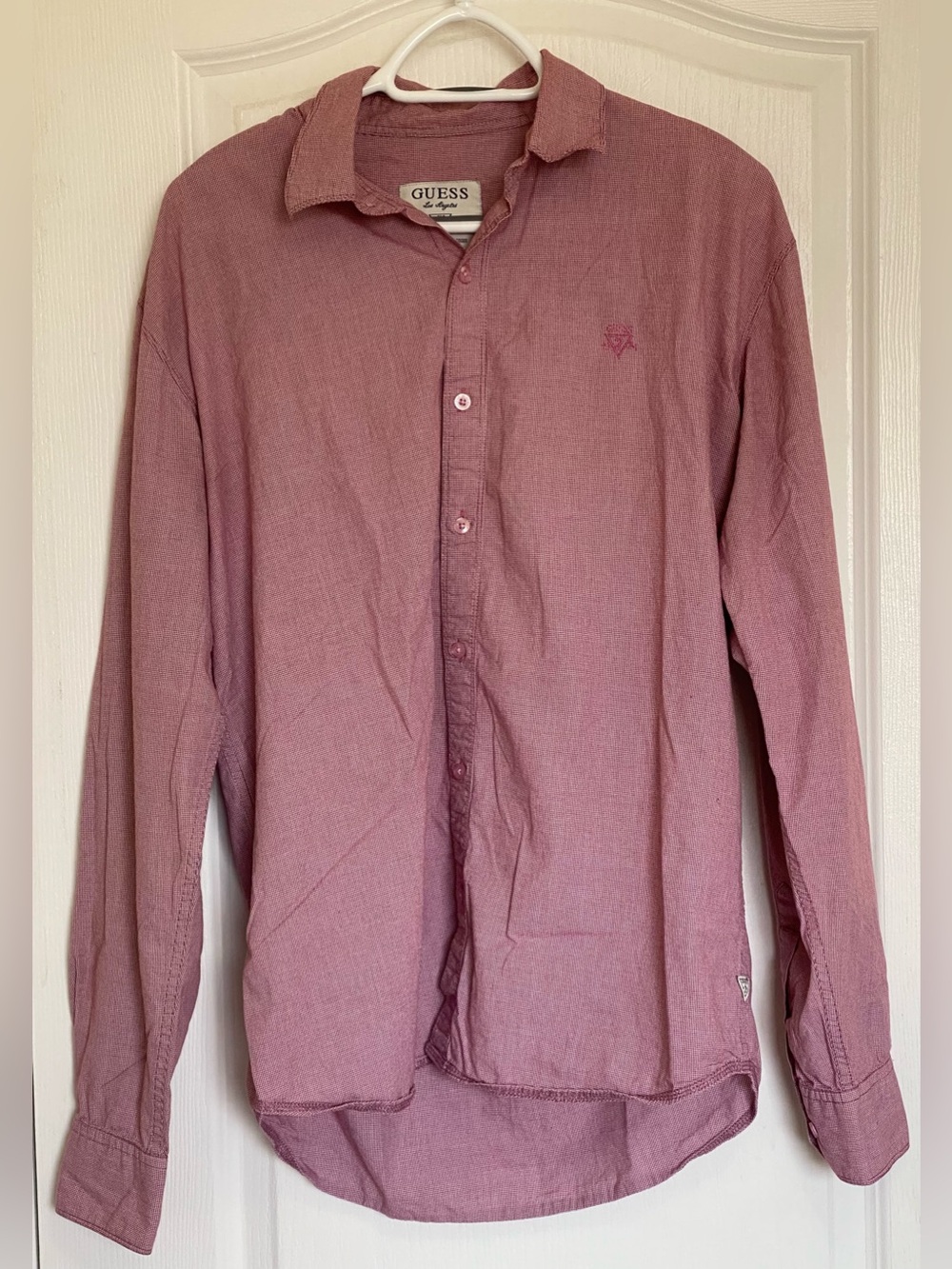 GUESS Men's Long-Sleeve Button-Up Shirt - Dusty Rose Size L